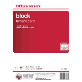 BLOCK CARTA OFFICE DEPOT 80 HOJAS CUADRO...