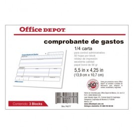 COMPROBANTE DE GASTOS 1/4 CARTA 3 BLOCKS...