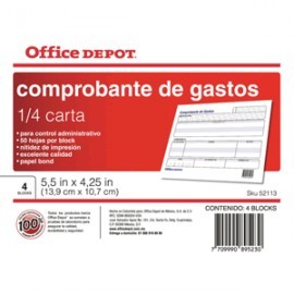 COMPROBANTE GASTOS OFFICE DEPOT 1/4 CARTA