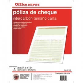 POLIZA CHEQUES OFFICE DEPOT CARTA CON 25...