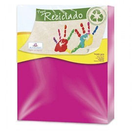 PAPEL RECICLADO ROSA CON 100 HOJAS